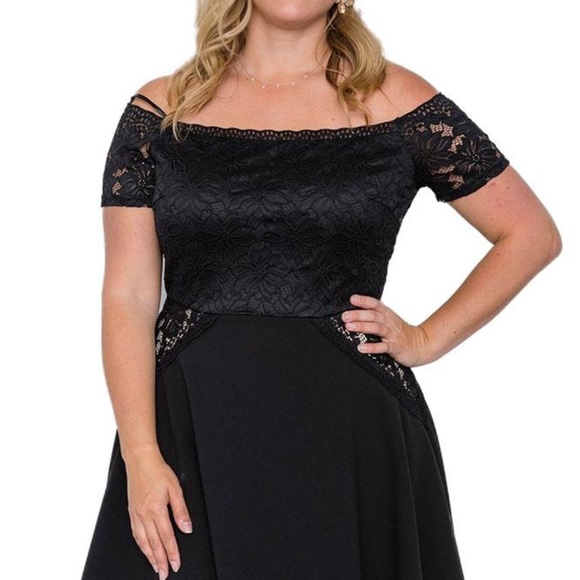 Momani Boutique Dresses & Skirts - PLUS SIZE OFF-THE-SHOULDER SKATER MINI DRESS